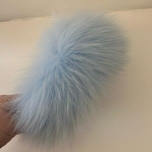 Headband Fox Fur with leather Light Blue Hair Accessory with Voluminous T…